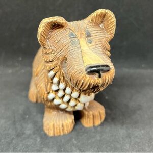 Artesania Rinconada Collie Dog Figurine Sculpture Enameled Accents Uruguay Vtg